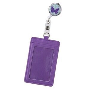 Essentials Badge Reel Women S Purple New Butterfly Faux Leather Pocket 8 Long